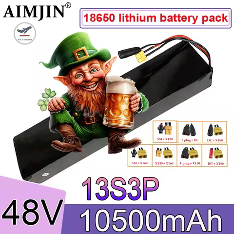 10.5Ah 13S3P Li-ion Battery Pack 48V 18650 Lithium Battery XT60/DC for Scooters And Bicycles 13S3P 5