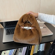 [Ready Stock] Furry Bag Furry Messenger Bag Female New Style Fashion Portable Bucket Bag Casual All-
