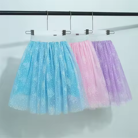 3-12Y Children's Skirts Girls Summer Spring Kids Clothing Gauze Print Cool Skirts Party Clothes Cott