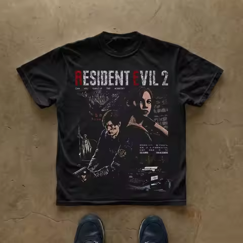 Resident Evil 2 T-shirt, Leon Kennedy Lyle Redfield Men's Summer New High Street T-shirt Suitable fo