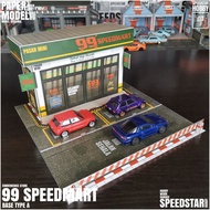DIY Paper Diorama 1:64 99Speedmart Convenience Store – A Series | Background Props for Diecast Cars