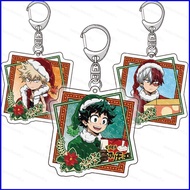 new5 My Hero Academia Keychain Christmas Anime Keyring Acrylic Bag Pendant Midoriya Izuku Uraraka Ochaco Key Chain Gift