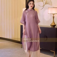 Áo Dài Cách Tân Nữ Dáng Suông BIG SIZE áo đẹp chât liệu vải tơ crep nhẹ nhàng duyên dáng tôn vẻ than