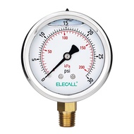 ELECALL 0-100Psi 34 1/4”Npt Water Pressure Gauge For Gas Air Hydraulic With Oil