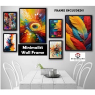 Hanging Wall Frame Minimalist  Abstract Art Coloring Aesthetic Modern Design With Frame