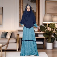 Jumbo DRESS GAMIS HIJAB NIBRAS PREMIUM HAITWO GM 84 BLUE STONE