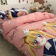 Anime Sailor Moon 4 IN 1 Bedding Sets Dormitory Bedroom Comforter Cover Flat Bedsheet Pillowcase