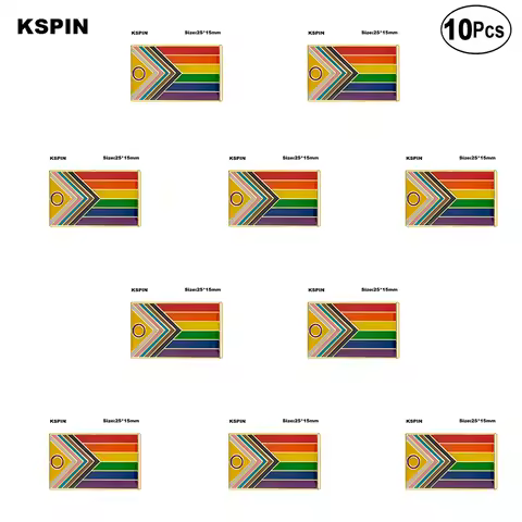 10pcs a Lot Intersex-Inclusive Progress Pride Flag Lapel Pin Flag badge Brooch Pins Badges