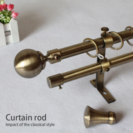【ADDA】 Nordic Style Gold Single Mute Curtain Rods Set 19MM Iron Double Roman Poles Include Rings Bra