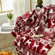 Merry Christmas Throw Blanket Nordic Winter Knitted Jacquard Christmas Tree Elk Blankets Soft Warm Sofa Bed Cover Shawl Gifts