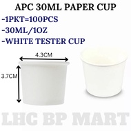 [LHC] 30ML WHITE PAPER CUP 100PCS / 1OZ TESTER CUP / 30ML TEATSER CUP / SAMPLING PAPER CUP