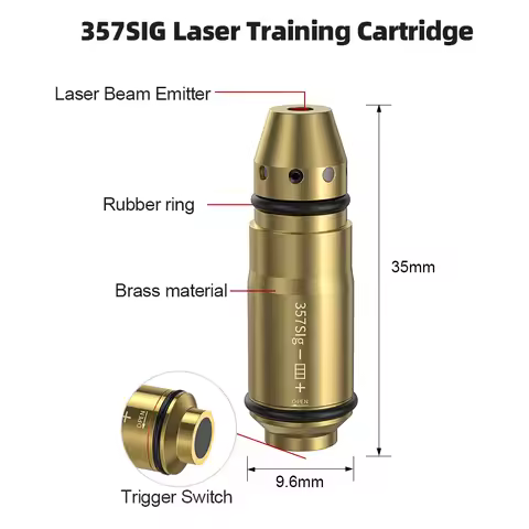 357SIG Red Dot Laser Training Cartridge Dry Fire Tactical Bullet Trainer for Pistol Marksmanship Pra