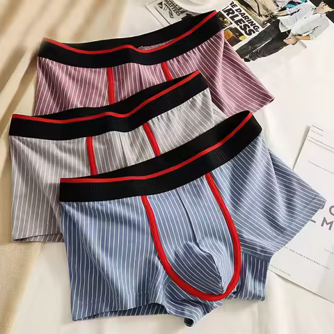 [Bloom the love] Brand Boxer Men Underwear Hot Cotton New Striped Boxershort Mens Boxers Man Cuecas 