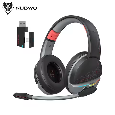 NUBWO G08 Dual Wireless Headsets Gamer with Microphone 2.4GHz Bluetooth 5.3 Gaming Headphones for PS