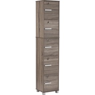 SHIRO NAOMI 5 Door File Cabinet with Lock Storage Box Keylock Almari Buku 5 Tier Kabinet Kunci Dark Brown Oak Natural