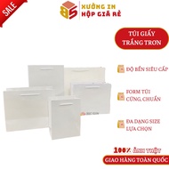 Vn Plain White Paper Bag Paper Bag With Handle Thick Paper, Right Form Bag - High Bearing. For Customers