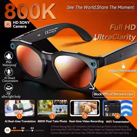 W611 New 4K HD AI Smart Glasses Men 8.0MP Pixel Camera Bluetooth Call 4GB WIFI Transmission Voice As
