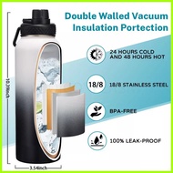 ✧ ✟ ✤ (40oz) Insulated Water Bottle Flask Tumbler 1 liter  Hot and Cold Vacuum with Spout Lid/Straw