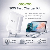 ORAIMO PowerCube 20 OCW-U106S-CL55 | 20W Fast Charger Kit | Type-C To iPhone 3A Fast Charging Cable 