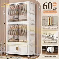 L55-80cm Cabinet Organizer For Clothes Foldable Storage Cabinet Large Capacity：2 Wardrobes Set