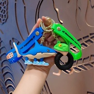 Creative Mountains and Seas Wear Shoes Shark Keychain pvc Wooden Stick Man Doll Pendant Key Ring Bag
