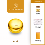 【FREE Bottle】0.1g Pure Gold 999 (24K) High Polish Solid Gold Bean 小金豆 Investment Gold | ELEGOLD