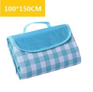 全城熱賣 - 超輕便攜可折疊野餐墊沙灘墊（藍色格子）（100*150CM）