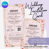 Wedding Invitation Card Template | Canva | Kad Jemputan Kahwin | Photo & Video | WI002