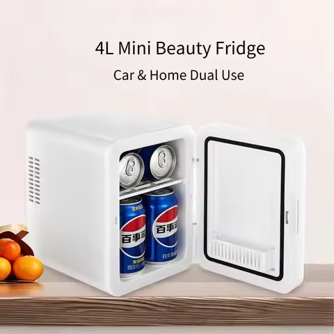 4L Car Home Dual‑use Mini Beauty Fridge Small Portable Refrigerator for Cosmetic Skincare Drinks Sto