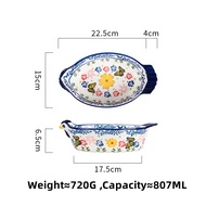 【A Flexible】 OMK American ceramic Bakeware Dishes oven salad bowl big fruit tray tableware Baking tr