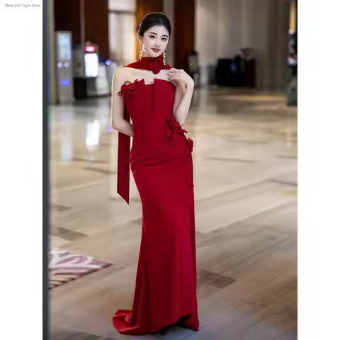 2026 Graduation Ceremony Dress, Bridal Engagement Party Dress, Wedding Dressing Gown, Elegant and Lu