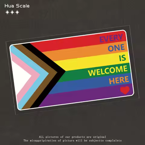 Reflective car stickers Everyone is Welcome Here - Waterproof Vinyl Sticker LGBTQ Progress Pride Fla