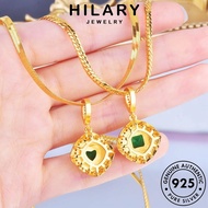 HILARY JEWELRY Perak 純銀項鏈 Women Necklace Original Chain Korean For Silver Emerald Cute Perempuan Rantai Sterling Pendant Accessories Pendant 925 Leher N1585