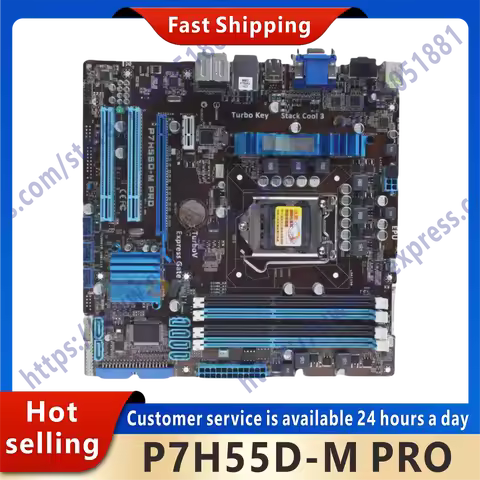 Used P7H55D-M PRO motherboard LGA 1156 DDR3 16GB suitable for H55 P7H55 desktop motherboard SATA II 