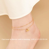 Simple Double Layer 24K Gold-Plated Titanium Alloy Ladies Anklet 916 Gold Anklet