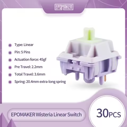 30 Pieces EPOMAKER Wisteria Linear/Tactile Factory Lubed 5pin Switches Set for Hot Swappable Mechani