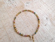 包14k金彩色碧璽間隔日本金珠珠手鍊預定款