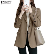 ZANZEA Women Korean Employment Buttons Cuffs Long Sleeves Double-Breasted Blazer