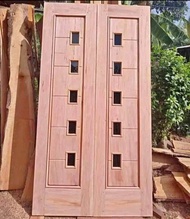 Pintu Depan Rumah Model 2 Pintu Motif Kotak Kotak Kaca Pintu Tarung Minimalis