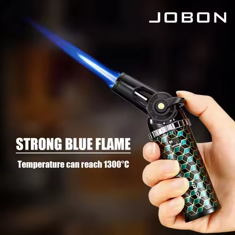 JOBON Foldable Blue Flame Gun Lighter Safety Lock Design Continuous Lighting Flame Adjustment Multi-