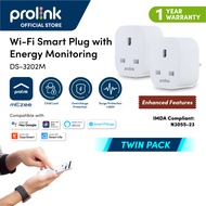 Smart home! (Set timer and save cost) Prolink 13A socket Wi-Fi Smart Plug with Energy Monitoring - compatible with Alexa speaker Google Assistant mEzee app