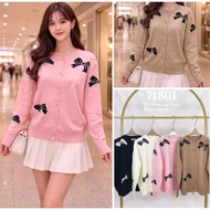 HAPPY SHOP - KNITTED CARDIGAN RIBBONWanita 71801 CUTE, CUTE, COOL, CURRENT