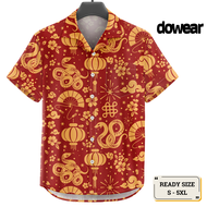 Dowear Kemeja Pria Motif Lajang Ular Imlek Cheongsam Plus Size 510