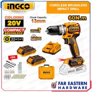 INGCO Cordless Brushless Impact Hammer Drill 13mm 20V CIDLI206021 | CIDLI20602 INPTCL
