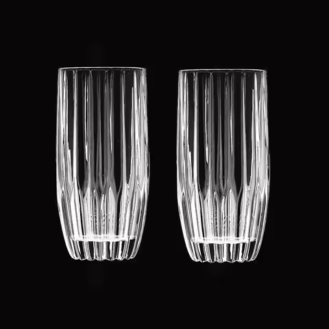 2pcs Set 12 oz Vertical Patterned Coffee Cup Thick Crystal Cocktail Glass Creative Heat-resistant Co