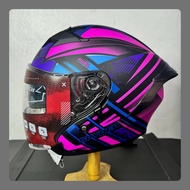 Spyder Fuel gd 3941m flash pink lens half face dual visor helmet matte finish