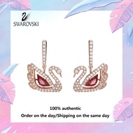 ♈Swarovski♈ M5614124 Red crystal teardrop earrings swan rose gold (แจกกล่องของขวัญบรรจุภัณฑ์ของแท้)