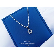 S925 Platinise' Silver "⭐ Zirconia Pendent Necklace Set"(Set Rantai Leher+Loket) 925銀鍍鉑鑲鋯星星吊墜項鏈組 PFS-152