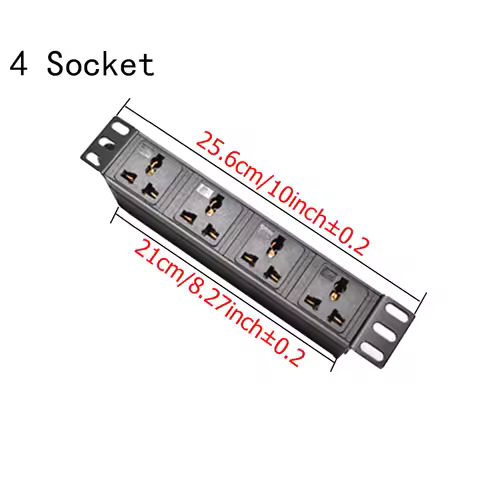 1U Rack Mount PDU Power Distribution Unit with 4Ways Universal Sockets NO Switch 3500W 2M Cord