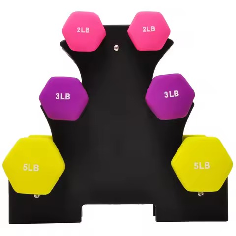 Dumbbell Set with Stand 2lbs 3lbs 5lbs, Neoprene Coated for Home Gym, Lightweight for Toning and Reh